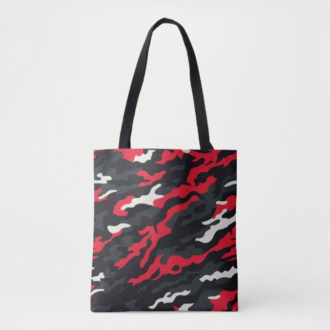 Red Black Grey White Camouflage Camouflage Pattern Tasche (Vorderseite)