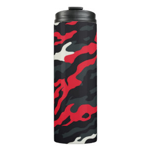 Red Black Grey White Camouflage Camouflage Pattern Thermosbecher
