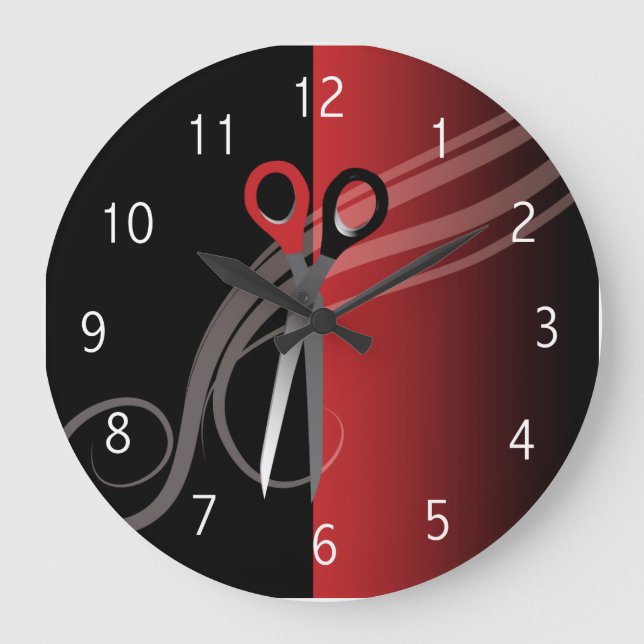Red & black hair salon clock große wanduhr (Vorderseite)