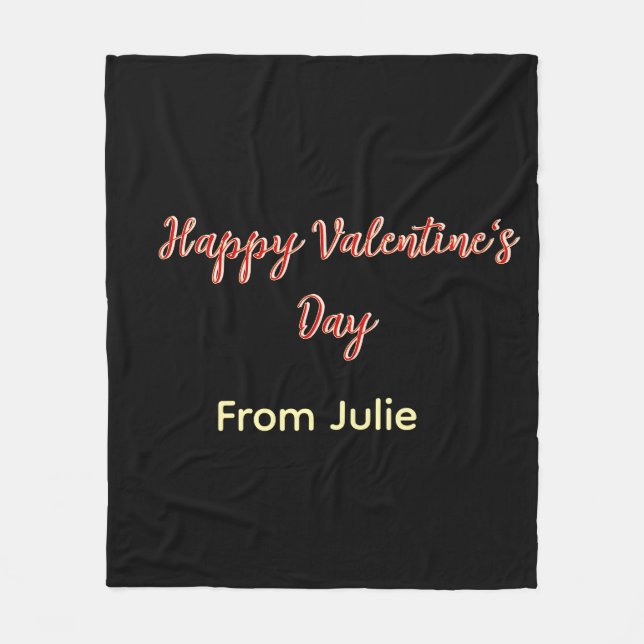 Red black happy Valentine's day from name stylish  Fleecedecke (Vorderseite)
