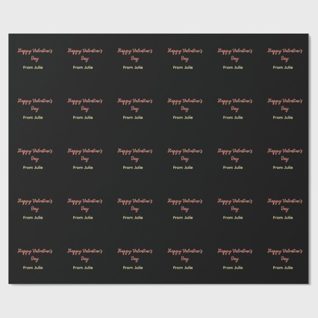 Red black happy Valentine's day from name stylish  Geschenkpapier (Flach)