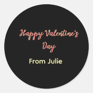 Red black happy Valentine's day from name stylish Runder Aufkleber