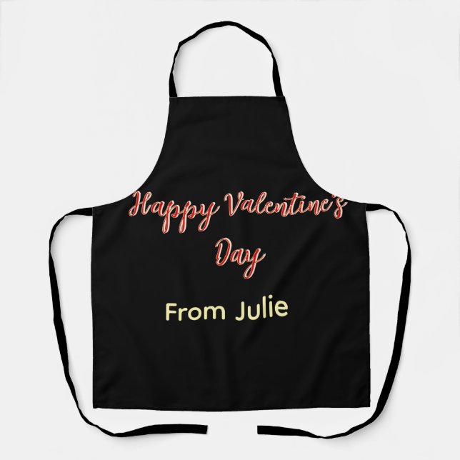 Red black happy Valentine's day from name stylish  Schürze (Vorderseite)