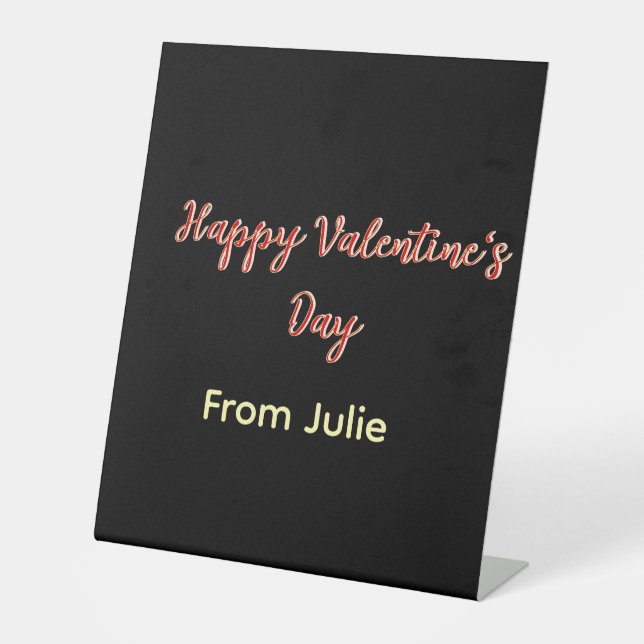 Red black happy Valentine's day from name stylish  Sockelschild (Vorderseite)