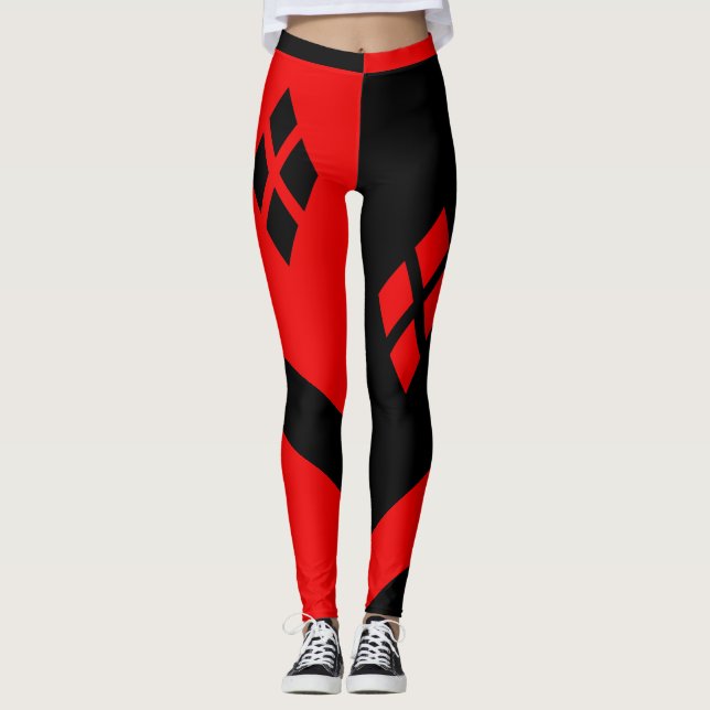 Red & Black Harlequin Leggings (Vorderseite)