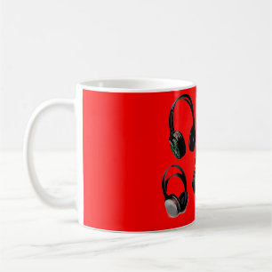 Red Black Headphone Silhouette Pop Art Kaffeetasse