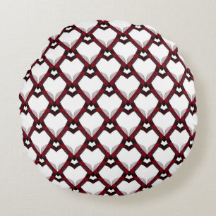 Red Black Hearts Rundes Kissen