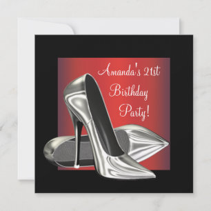 Red Black High Heels Frauen 21. Geburtstag Einladung