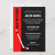 Red Black Hockey Bar Mitzvah Einladungen (Vorderseite)
