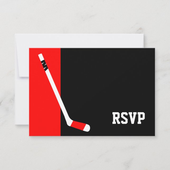 Red Black Hockey Bar Mitzvah RSVP (Devant)