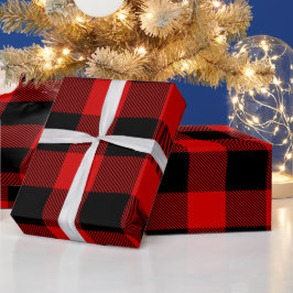 Red Black Huge Buffalo Kariert Lumberjack Tartan Geschenkpapier