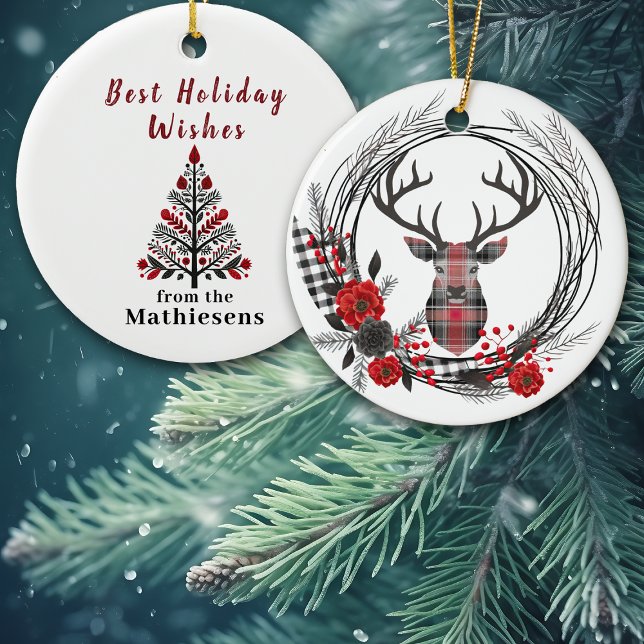 Red Black Kariert Buck Death Keramik Ornament (Von Creator hochgeladen)