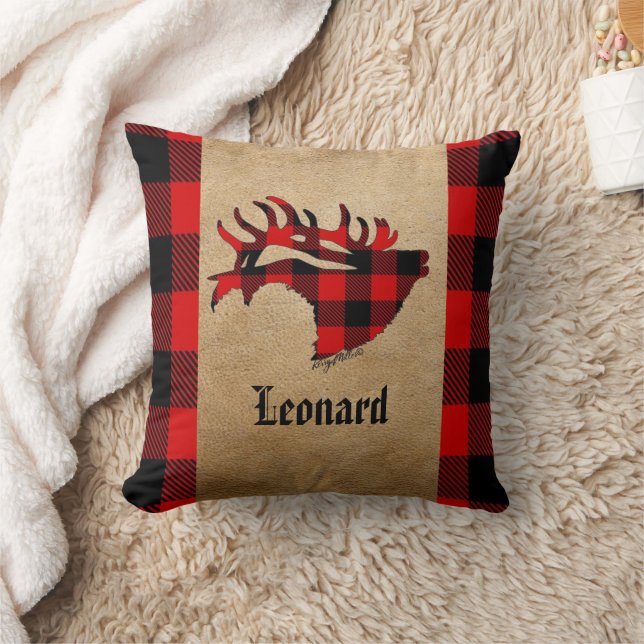 Red & Black Kariert Bull Elk Weihnachtsbaum Kissen (Decke)
