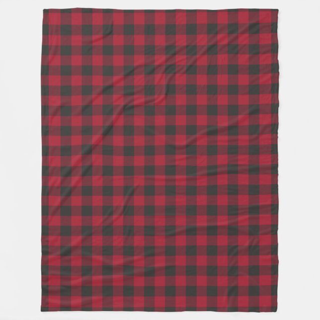 Red Black Kariert Karo Muster Fleece Blankon (Vorderseite)