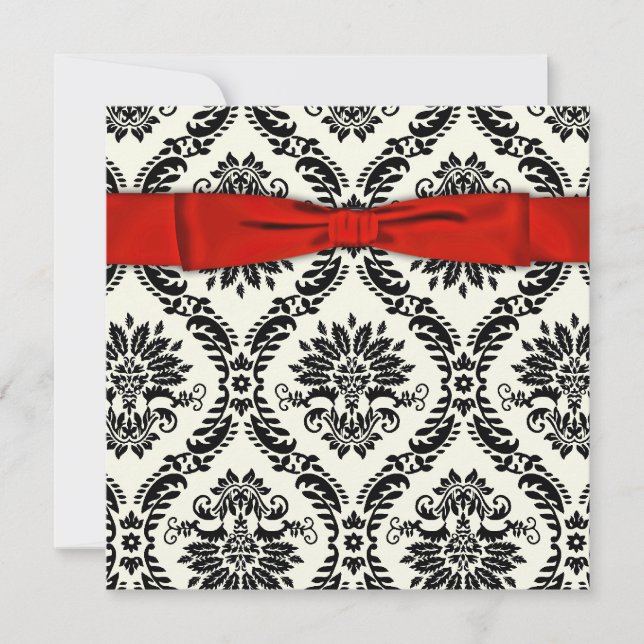 Red Black Krawatte Party Black Damask Party Einlad Einladung (Vorderseite)