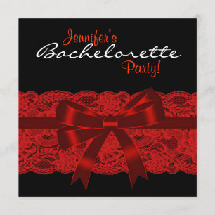 Red Black Lace Junggeselinnen-Abschied Einladung