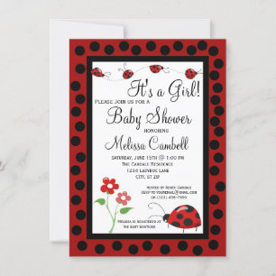 Red Black Ladybug Baby Shower Einladung Vorlage