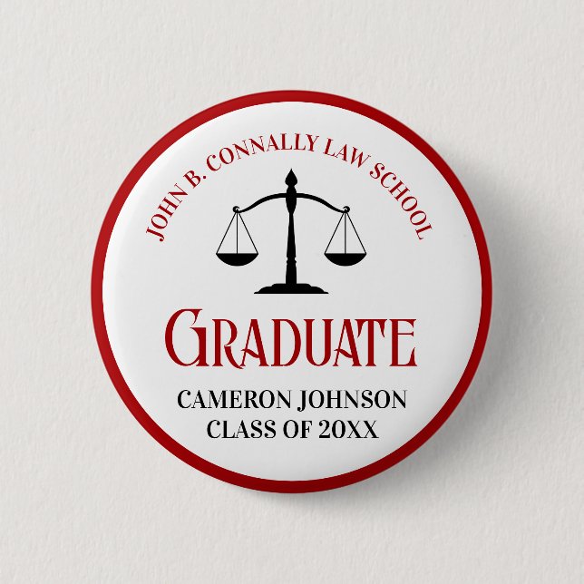 Red Black Law School Abschluss Keepake Button (Vorderseite)