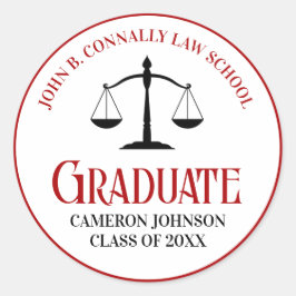 Red Black Law School Abschluss Keepake Runder Aufkleber