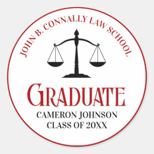 Red Black Law School Abschluss Keepake Runder Aufkleber