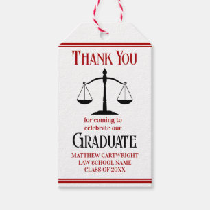 Red Black Law School Custom Graduation Party Geschenkanhänger