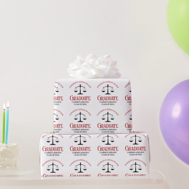 Red Black Law School Graduation Party Geschenkpapier (Partygeschenke)