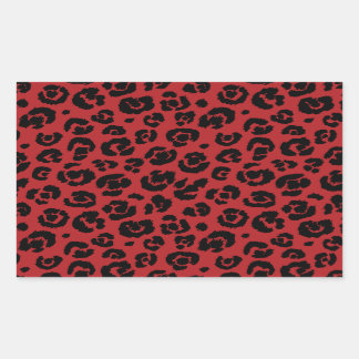 Red Black Leopard Print Rechteckiger Aufkleber