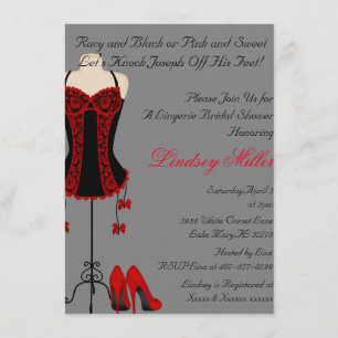 Red & Black Lingerie Brautparty Einladung