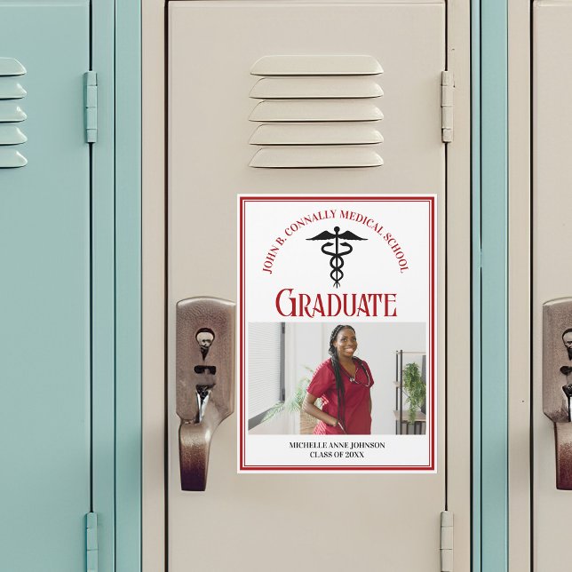 Red Black Médicale School Graduation Magnet photo (Créateur téléchargé)