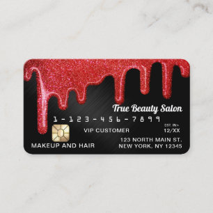 Red Black Metallic Dick Glitzer Tropfen Credit Visitenkarte