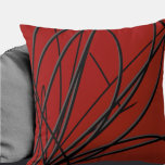 Red & Black, Modern Artistic Abstract Throw Pillow Kissen<br><div class="desc">Modern throw pillow features an artistic abstract linear composition in red, black and gray. An artistic abstract design with an organic linear pattern features black and grey organic lines that swirl from left to right on a red background. This decorative pillow is bound to add a splash of color to...</div>
