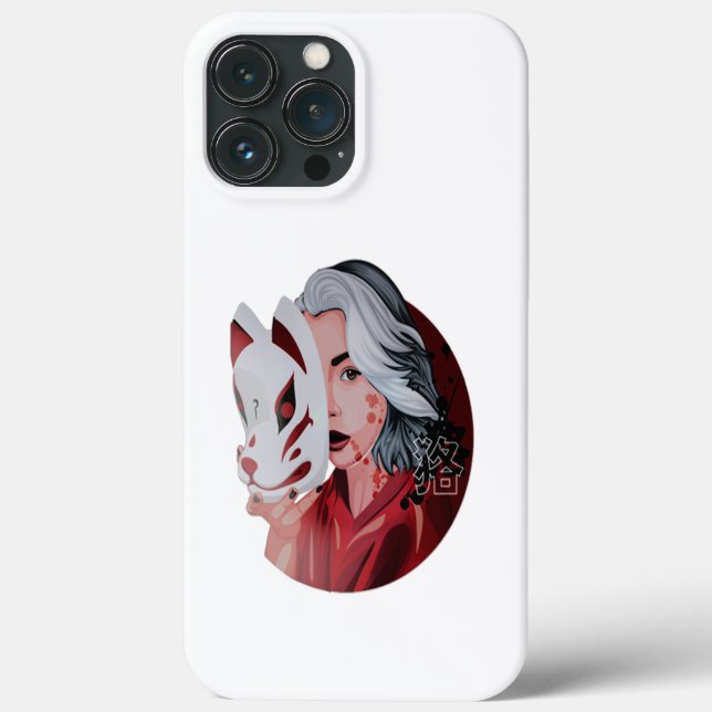Red Black Mujina Illustration iPhone 13 Pro Coques (Verso)