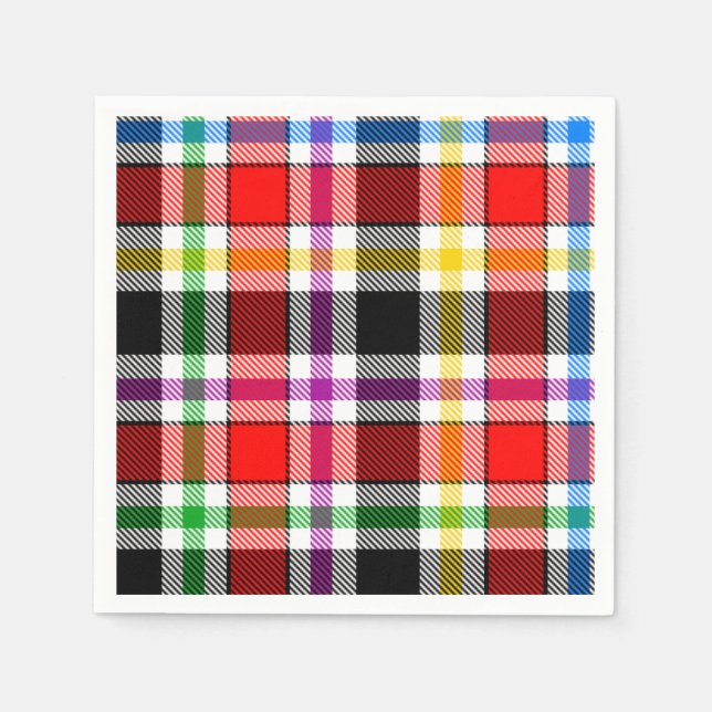 Red Black Multicolor Flannel Kariertes Tartan-Desi Serviette (Vorderseite)