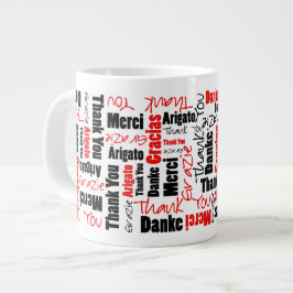 Red Black Multilingual Vielen Dank Word Cloud Jumbo-Tasse
