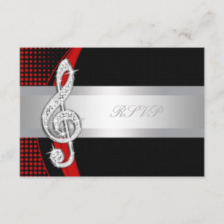 Red Black Music Treble Clef UAWG RSVP Karte