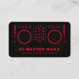 Red Black Music Turntable Disk Jockey DJ Visitenkarte