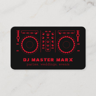 Red Black Music Turntable Disk Jockey DJ Visitenkarte