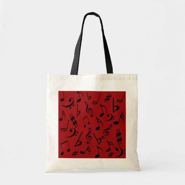 Red Black Musiknotens Bag Tragetasche (Vorne)