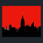 Red Black New York City Silhouette Pop Art Poster<br><div class="desc">New York City Night Digital Image - USA Großstädte</div>