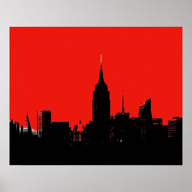 Red Black New York City Silhouette Pop Art Poster (Vorne)