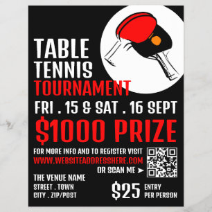 Red & Black Paddles, Tischtennis Turnier Flyer