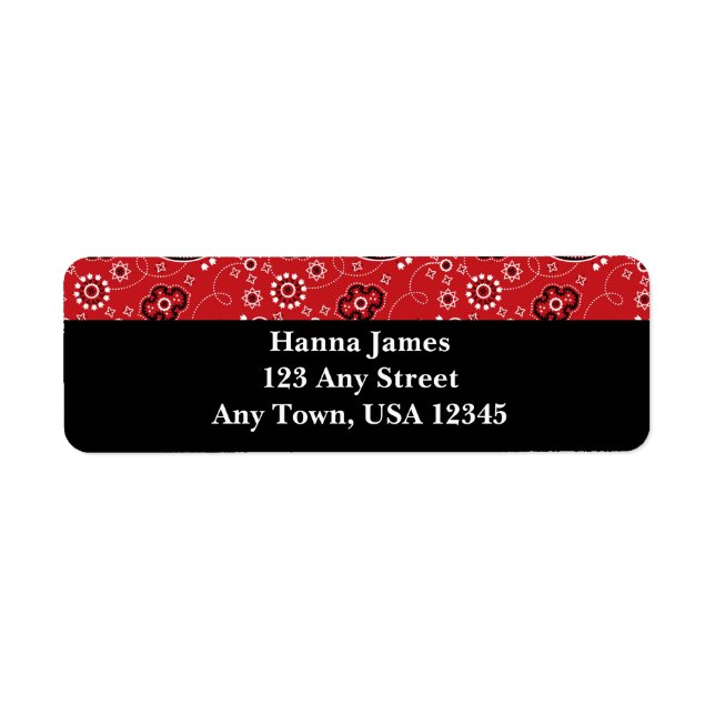 Red Black Paisley Bandana Print Personalisiert (Vorne)