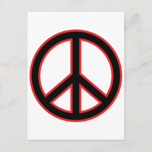Red & Black Peace Symbol Postkarte