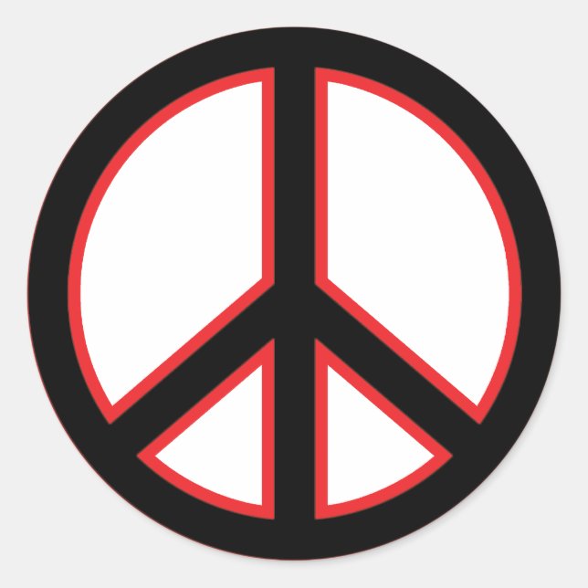 Red & Black Peace Symbol Runder Aufkleber (Vorderseite)