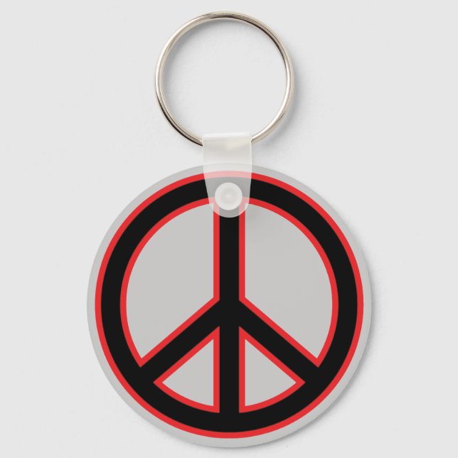 Red & Black Peace Symbol Schlüsselanhänger (Vorderseite)