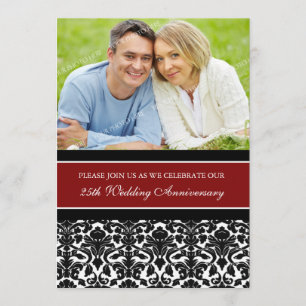 Red Black Photo 25th Anniversary Party Invitation