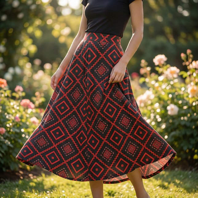 Red Black Pink Ethnic Tribal Geometric Muster Stoff (Von Creator hochgeladen)