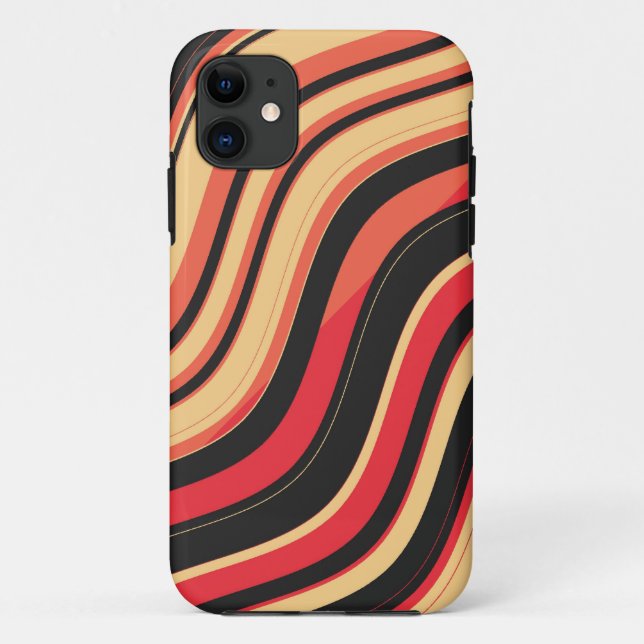 Red Black Pink Wavy Stripes Pattern Case-Mate iPhone Hülle (Rückseite)