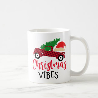 Red Black Plaid Pattern Rustic Christmas Truck  Kaffeetasse