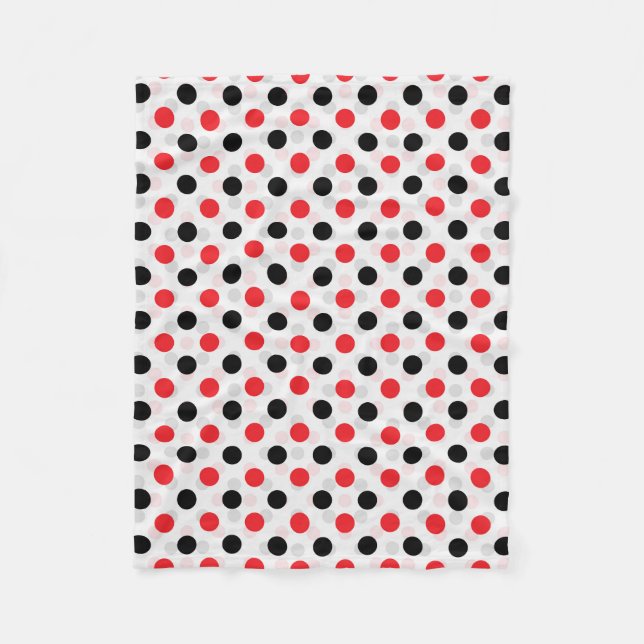 Red Black Polka Dots Textile Muster Design Fleecedecke (Vorderseite)